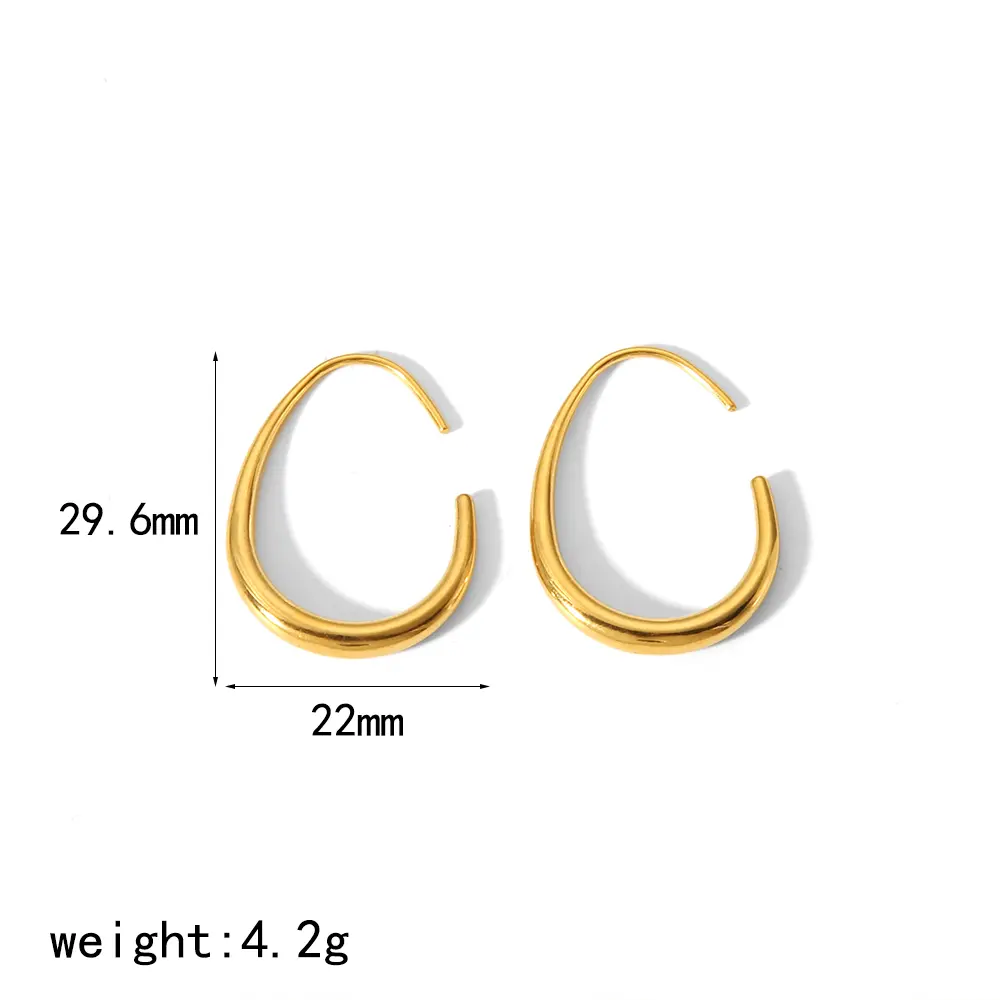 1 Pair Simple Series Classic Geometric Stainless Steel  Gold Color Women's Stud Earrings h5 Picture2